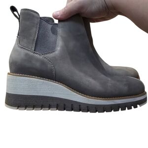 Cole Haan Women's Gray Suede Zerogrand Chelsea City Wedge Boot Size 7.5